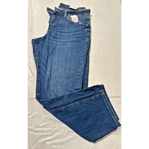 St. Johns Bay Women Mid Rise Straight Leg Relaxed Jeans Girlfriend MWash Sz 14 - Picture 1 of 7
